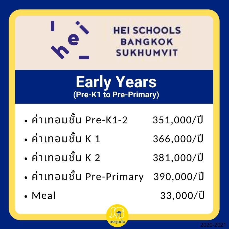 ค่าเทอมโรงเรียน Hei Schools Bangkok